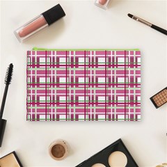 Pink plaid pattern Cosmetic Bag (Medium)  from ArtsNow.com Front