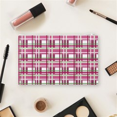 Pink plaid pattern Cosmetic Bag (Medium)  from ArtsNow.com Back