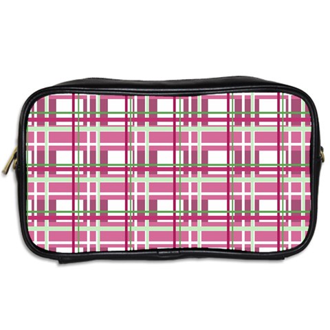 Pink plaid pattern Toiletries Bags 2 Back