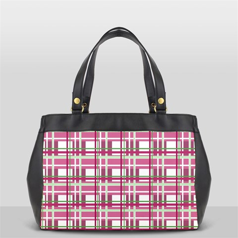 Pink plaid pattern Office Handbags (2 Sides)  from ArtsNow.com Back