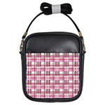 Pink plaid pattern Girls Sling Bags