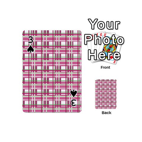 Pink plaid pattern Playing Cards 54 (Mini)  from ArtsNow.com Front - Spade3