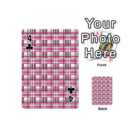 Pink plaid pattern Playing Cards 54 (Mini)  from ArtsNow.com Front - Club4