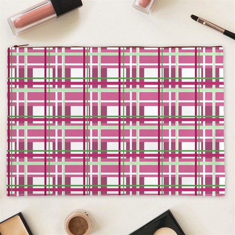 Pink plaid pattern Cosmetic Bag (XXL)  from ArtsNow.com Front