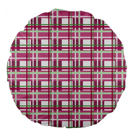 Pink plaid pattern Large 18  Premium Round Cushions from ArtsNow.com Back