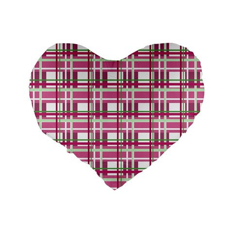 Pink plaid pattern Standard 16  Premium Heart Shape Cushions from ArtsNow.com Back