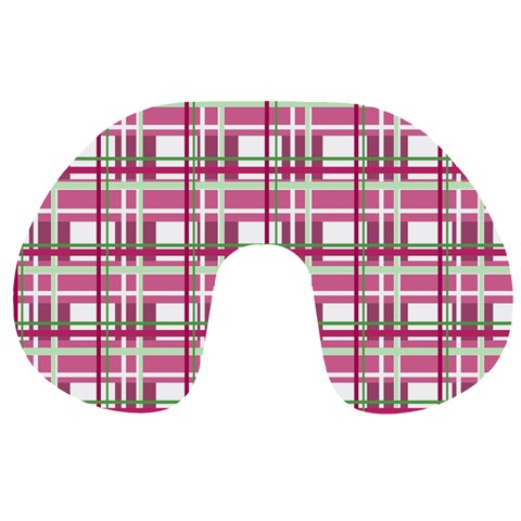 Pink plaid pattern Travel Neck Pillows from ArtsNow.com Back