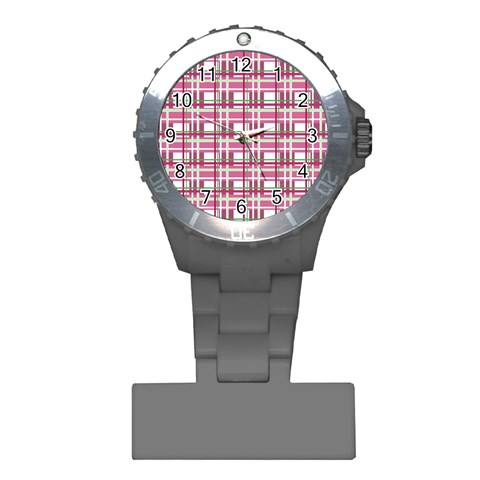 Pink plaid pattern Plastic Nurses Watch from ArtsNow.com Front