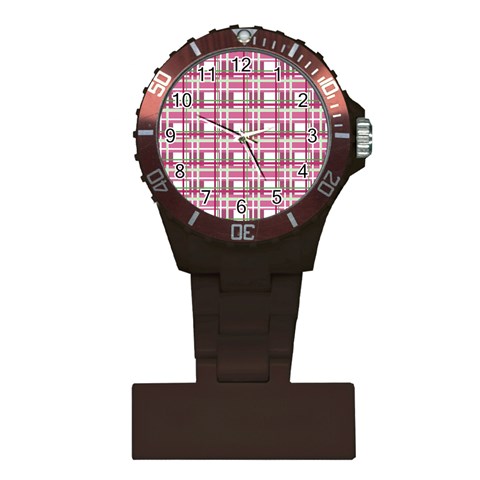 Pink plaid pattern Plastic Nurses Watch from ArtsNow.com Front