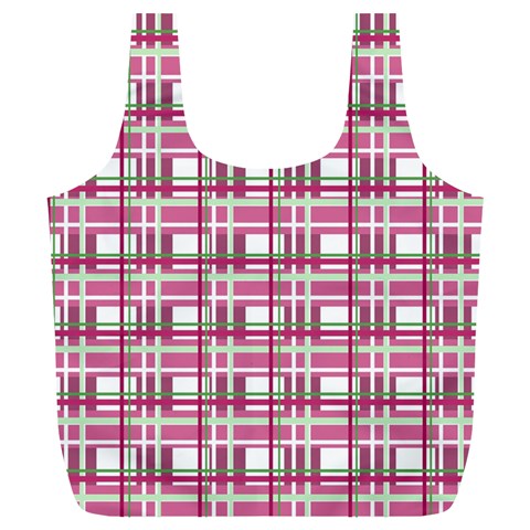 Pink plaid pattern Full Print Recycle Bags (L)  from ArtsNow.com Back