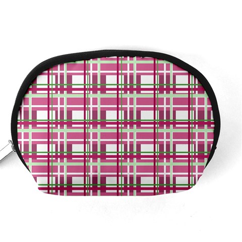 Pink plaid pattern Accessory Pouches (Medium)  from ArtsNow.com Back