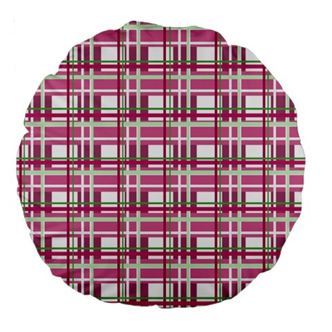 Pink plaid pattern Large 18  Premium Flano Round Cushions from ArtsNow.com Back