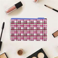 Pink plaid pattern Cosmetic Bag (XS) from ArtsNow.com Back