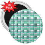 Green plaid pattern 3  Magnets (10 pack) 