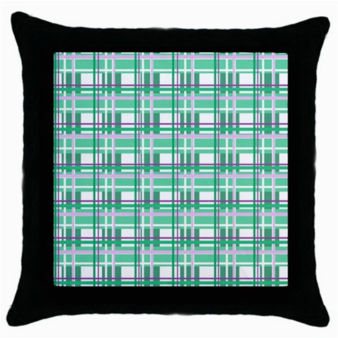 Green plaid pattern Throw Pillow Case (Black) from ArtsNow.com Front