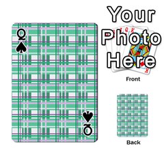 Queen Green plaid pattern Playing Cards 54 Designs  from ArtsNow.com Front - SpadeQ