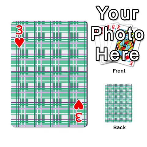 Green plaid pattern Playing Cards 54 Designs  from ArtsNow.com Front - Heart3