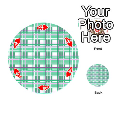 Ace Green plaid pattern Playing Cards 54 (Round)  from ArtsNow.com Front - HeartA