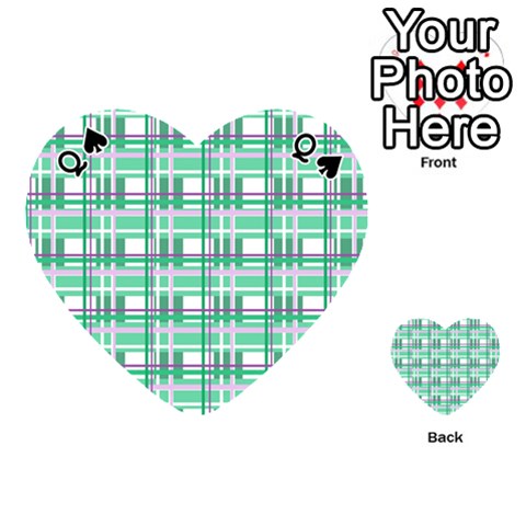 Queen Green plaid pattern Playing Cards 54 (Heart)  from ArtsNow.com Front - SpadeQ