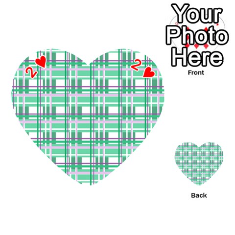 Green plaid pattern Playing Cards 54 (Heart)  from ArtsNow.com Front - Heart2