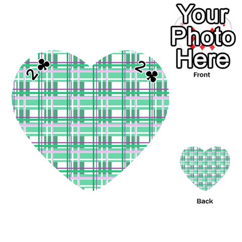 Green plaid pattern Playing Cards 54 (Heart)  from ArtsNow.com Front - Club2