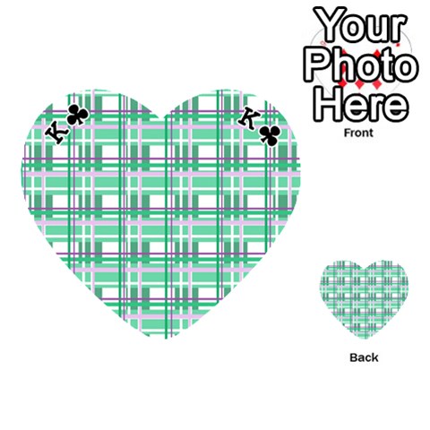 King Green plaid pattern Playing Cards 54 (Heart)  from ArtsNow.com Front - ClubK