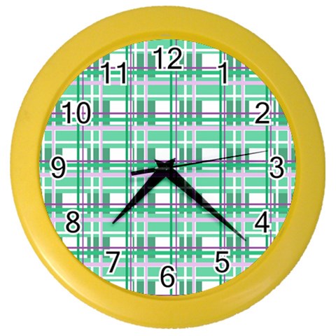 Green plaid pattern Color Wall Clocks from ArtsNow.com Front