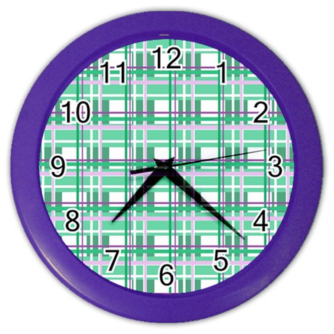 Green plaid pattern Color Wall Clocks from ArtsNow.com Front