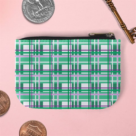 Green plaid pattern Mini Coin Purses from ArtsNow.com Back