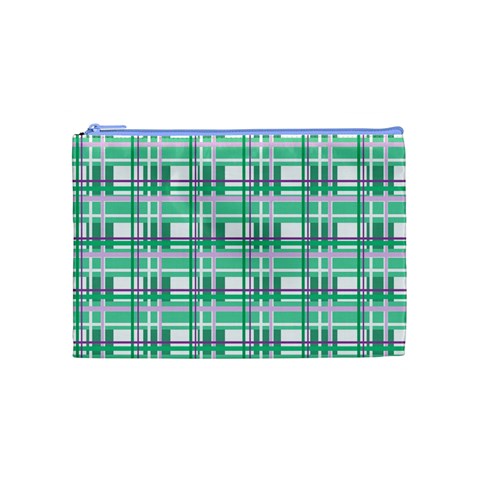 Green plaid pattern Cosmetic Bag (Medium)  from ArtsNow.com Front