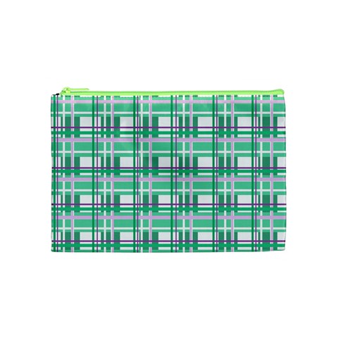 Green plaid pattern Cosmetic Bag (Medium)  from ArtsNow.com Front