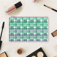 Green plaid pattern Cosmetic Bag (Medium)  from ArtsNow.com Front