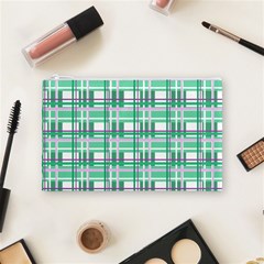 Green plaid pattern Cosmetic Bag (Medium)  from ArtsNow.com Front