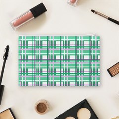 Green plaid pattern Cosmetic Bag (Medium)  from ArtsNow.com Back