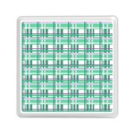 Green plaid pattern Memory Card Reader (Square) 