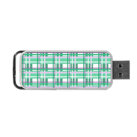 Green plaid pattern Portable USB Flash (Two Sides) from ArtsNow.com Front