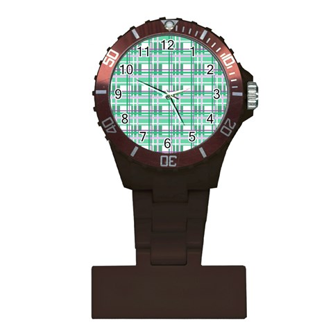 Green plaid pattern Plastic Nurses Watch from ArtsNow.com Front