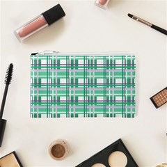 Green plaid pattern Cosmetic Bag (XS) from ArtsNow.com Front