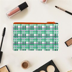 Green plaid pattern Cosmetic Bag (XS) from ArtsNow.com Back