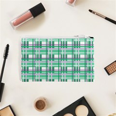 Green plaid pattern Cosmetic Bag (XS) from ArtsNow.com Back