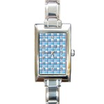 Blue plaid pattern Rectangle Italian Charm Watch