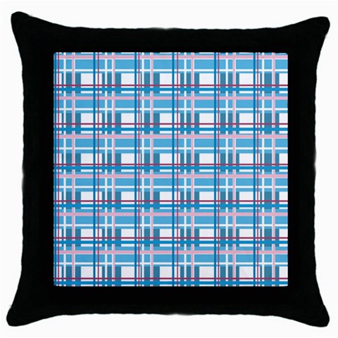 Blue plaid pattern Throw Pillow Case (Black) from ArtsNow.com Front