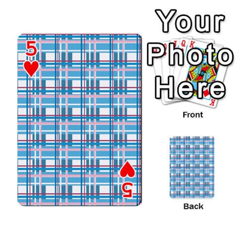 Blue plaid pattern Playing Cards 54 Designs  from ArtsNow.com Front - Heart5