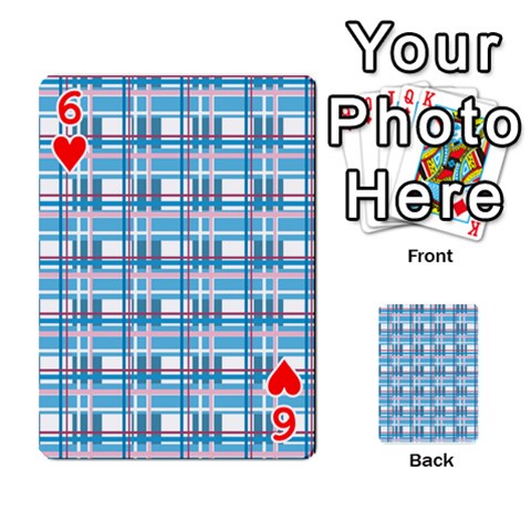 Blue plaid pattern Playing Cards 54 Designs  from ArtsNow.com Front - Heart6