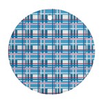 Blue plaid pattern Round Ornament (Two Sides) 