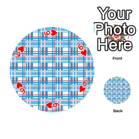 Blue plaid pattern Playing Cards 54 (Round)  from ArtsNow.com Front - Heart6