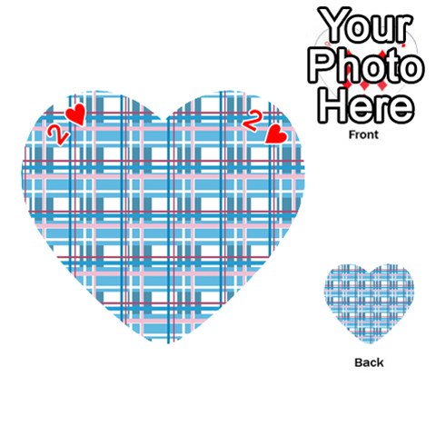 Blue plaid pattern Playing Cards 54 (Heart)  from ArtsNow.com Front - Heart2