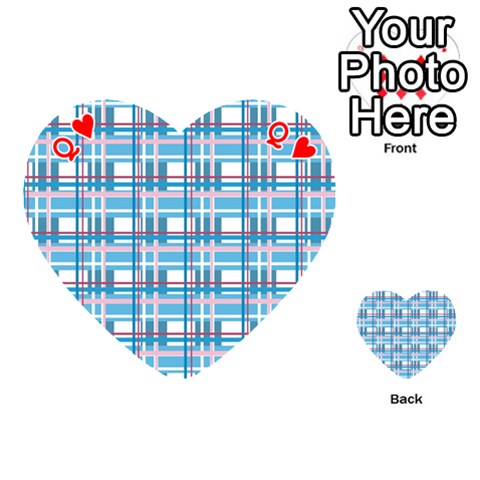 Queen Blue plaid pattern Playing Cards 54 (Heart)  from ArtsNow.com Front - HeartQ