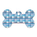 Blue plaid pattern Dog Tag Bone (Two Sides)