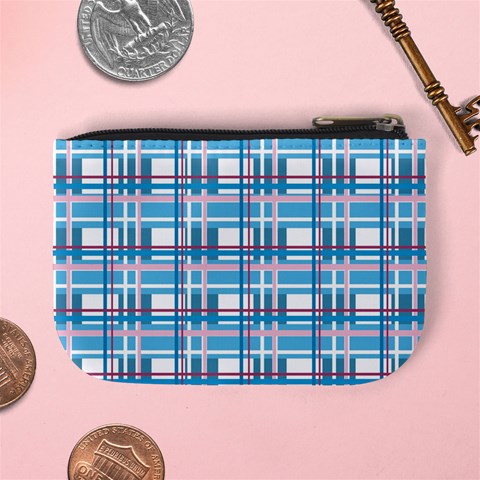 Blue plaid pattern Mini Coin Purses from ArtsNow.com Back